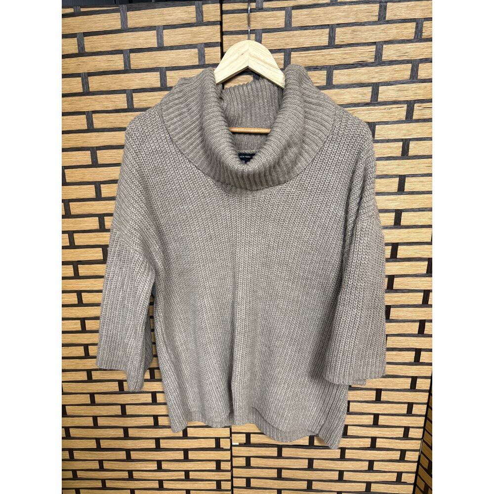 New York & Company Brown Cowl Neck Sweater Size Large
